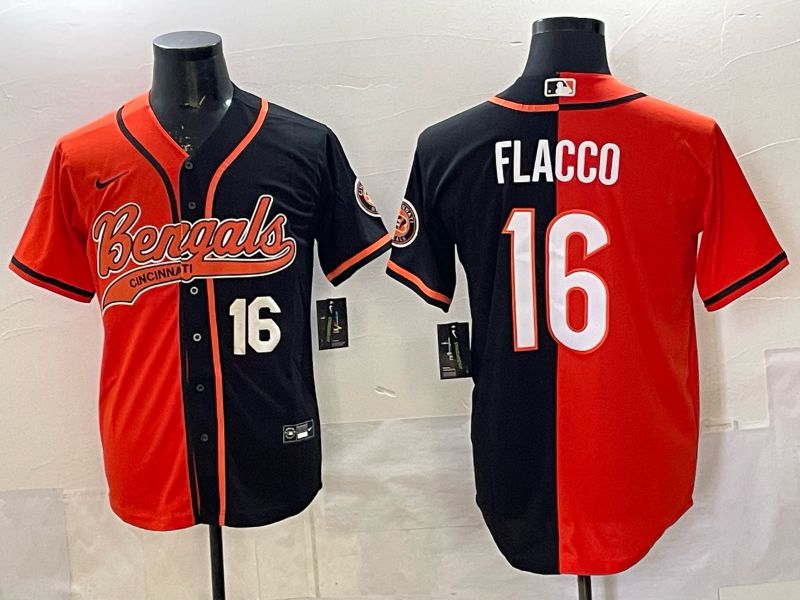 Men Cincinnati Bengals #16 Flacco black Orange Joint Name 2025 Nike Limited NFL Jersey style 5